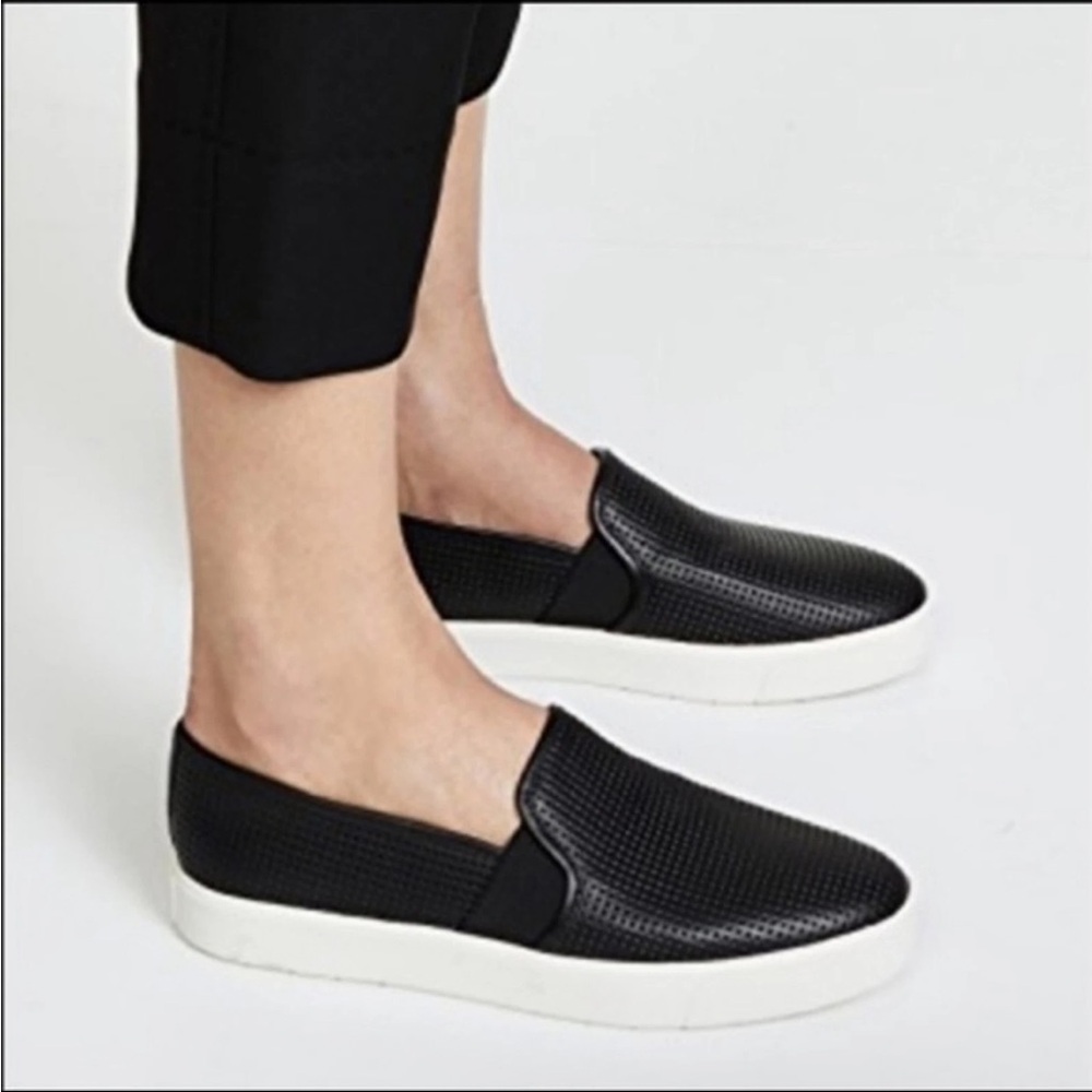 Vince Blair Slip-Ons Black Perforated Leather Size 6